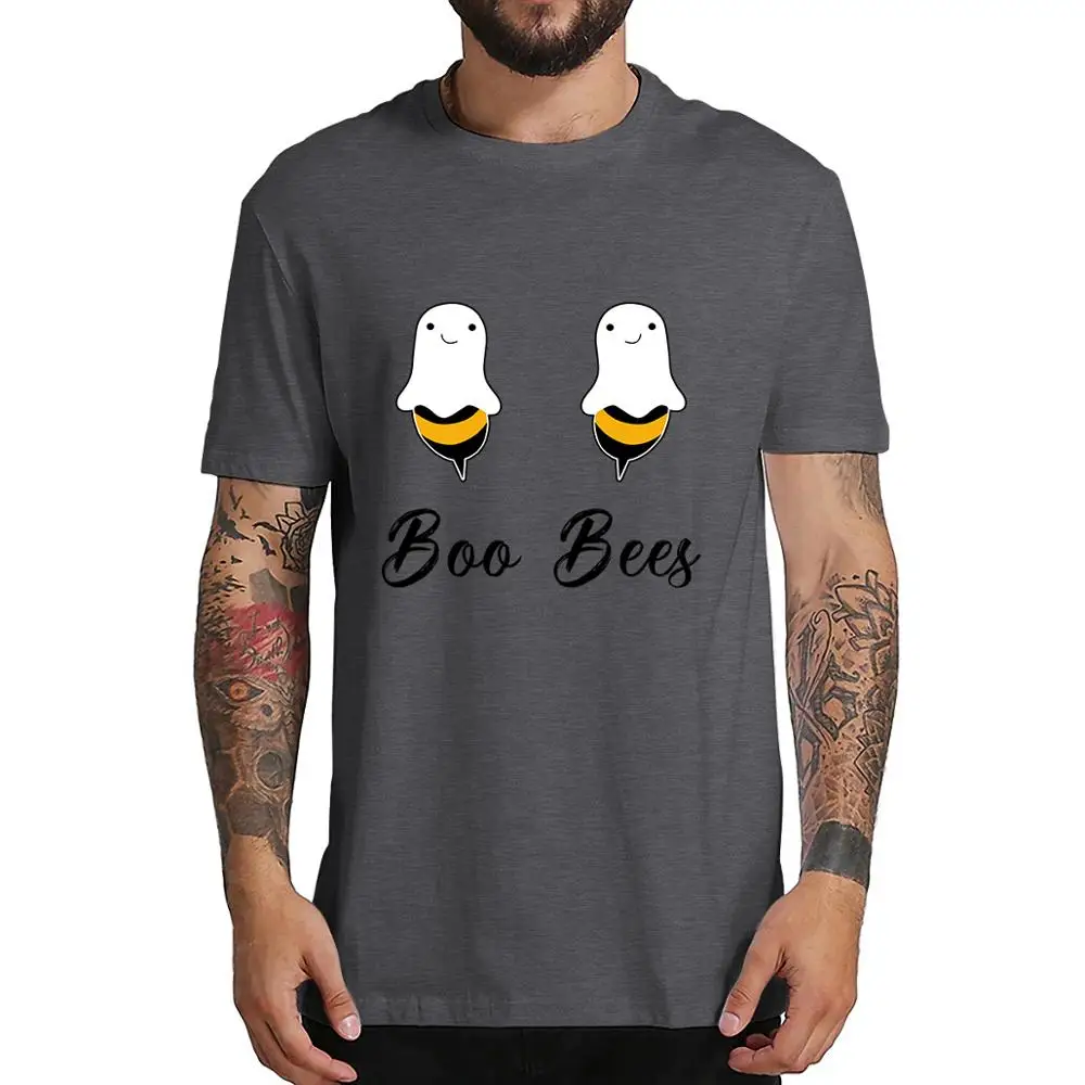 Dark grey Boo Bees/костюм на Хеллоуин для пар забавные вечерние мужские футболки в винтажном стиле футболка из хлопка для родителей и детей высокого качества - Цвет: Dark grey