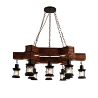 wood wagon shape chandelier creative home decoration retro bar coffee restaurant pendant lamp dinning room suspension light