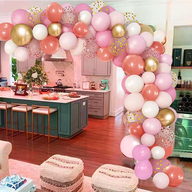 

110pcs Valentine's Day romantic balloon garland arch set wedding hall decorations supplies baby 1 year old background decor ball