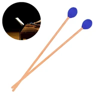 1 pair marimba sticks maple wood handle blue woolen head professional marimba xylophone mallet for beginners performance