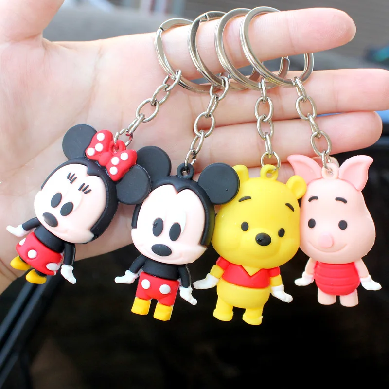 

1pcs Cartoon PVC Stereo Doll Keychain Squirrel Cat Duck Cute Animal Keychain Key ring Fun Pendant Small Gift for Friends