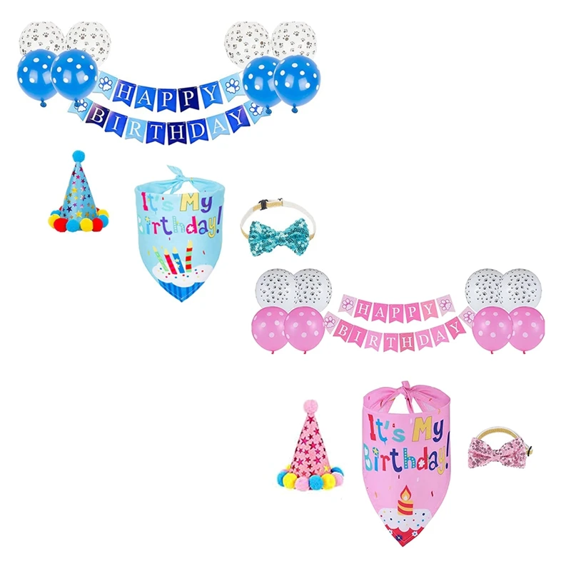 

Dog Birthday Scarf Birthday Party Hat With Cute Bow Tie Dog Birthday Banner For Small Medium Dog Pet