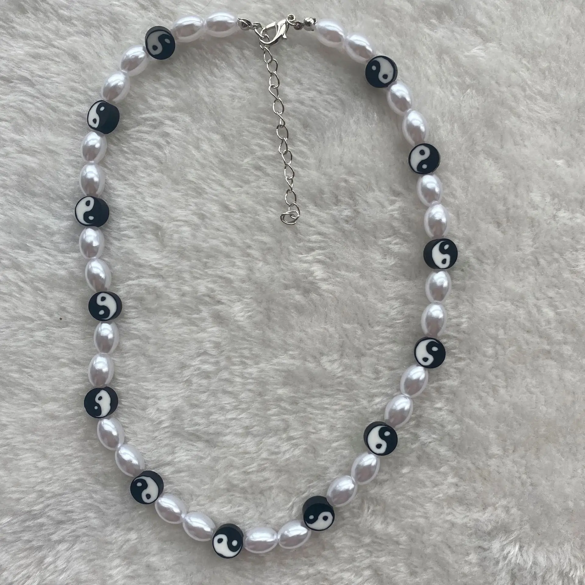 

New Tai Chi Pearl Necklaces for Women Color Bohemian Vintage Necklace for Girl Yin Yang Pearl Beaded Necklace Party Jewelry
