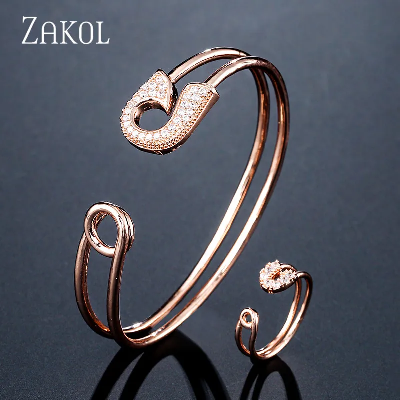 ZAKOL новинка модные серьги с кубическим цирконием ожерелье браслет кольца набор