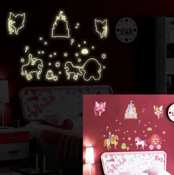3d Wallpaper Luminous Custom Little Princess and One-horned Horse Castle Fairy Tale Children's Room Background Wall | Дом и сад