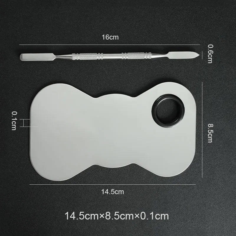 

Stainless Steel Makeup Mixer Nail Art Polish Mixing Plate Various Shape Foundation Eyeshadow Cosmetic Mixing Palette + Spatula