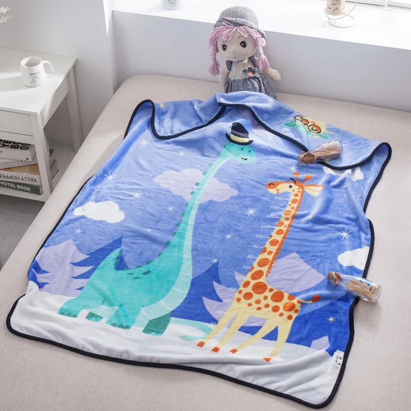 Один Слои пледы фланелевое одеяло с рисунком жирафа слон детская теплая