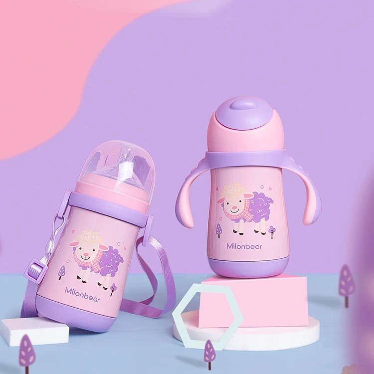 

Baby Food Milk Straw Water Cup Two Hand Holder Bottle Leak-proof Drink Cup Children Suction Cups Mamadeira Bottle Feeding AB50NP