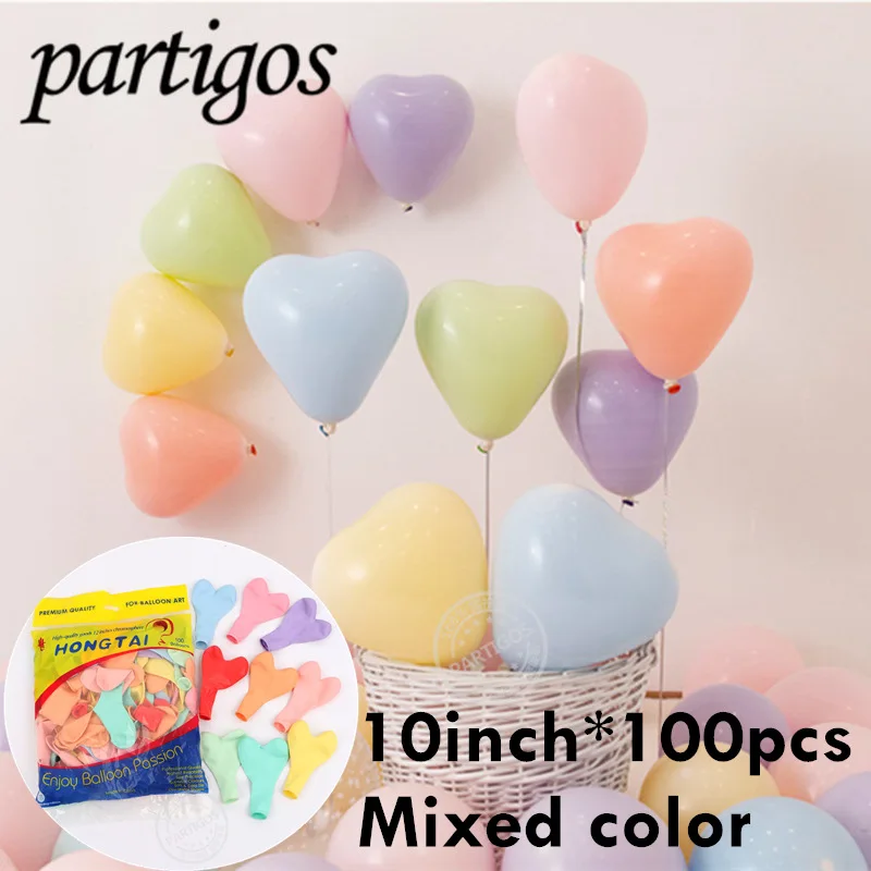 mixed 10inch heart 50 шт 10 дюймов 2,3 г латексные шары Макарон цветные свадебные украшения балоны детский день рождения День Святого Валентина декоративный шар - Цвет: mixed 10inch heart