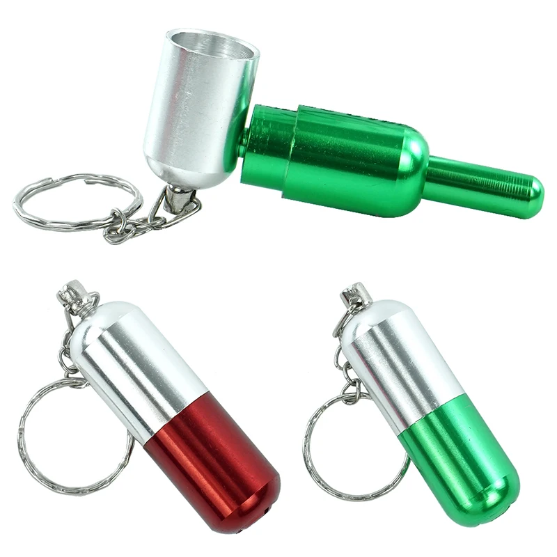 

3 шт. металлическая травяная табачная трубка в форме капсулы с цепочкой для ключей портативная сборка аксессуары для курения мини