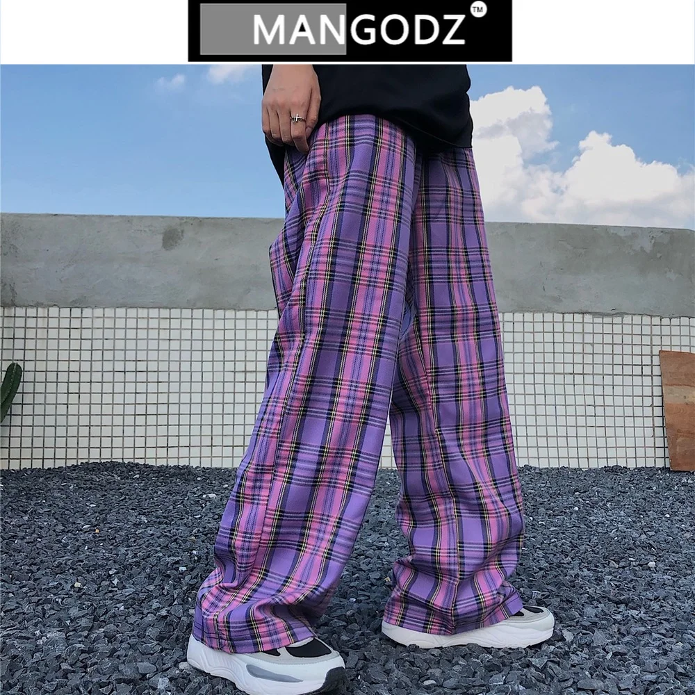 

Брюки-карго Женские клетчатые с широкими штанинами, модные прямые повседневные штаны в винтажном стиле, в стиле хип-хоп, Корейская уличная о...