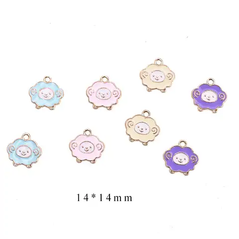20 pcs./Lot DIY 14*14 mm Sheep oil enamel of handmade charm design for making jewelry earrings Bracelet or necklace