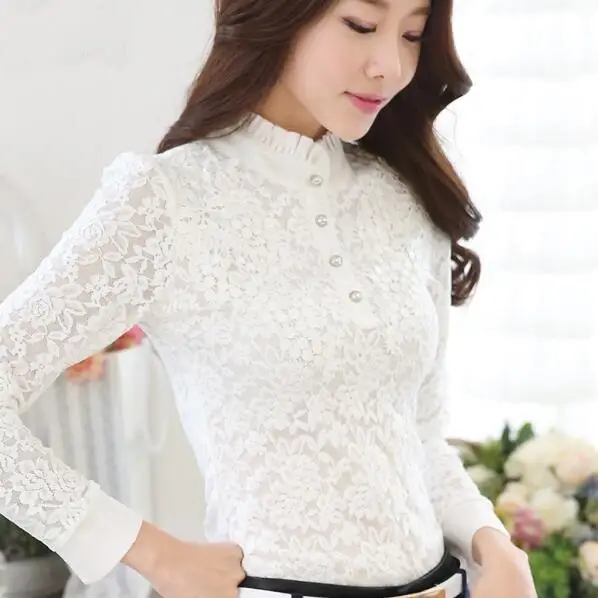 2019 Осенняя Женская кружевная Цветочная Лоскутная шифоновая блузка с длинными