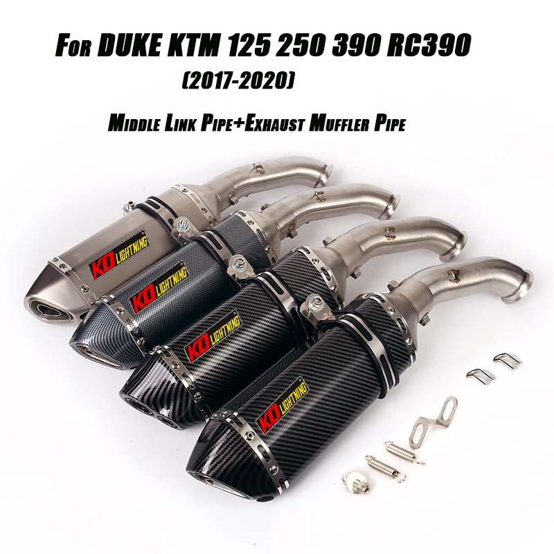 Motorcycle Middle Link Pipe Exhaust Muffler Tubes DB Killer Stainless Steel Set System for Duke 125 250 390 2017 2018 2019 2020