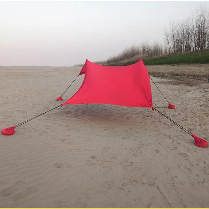 저렴한 패밀리 비치 양산 경량 태양 그늘 텐트 Sandbag 앵커 4 무료 Pegs UPF50 + UV 대형 휴대용 캐노피