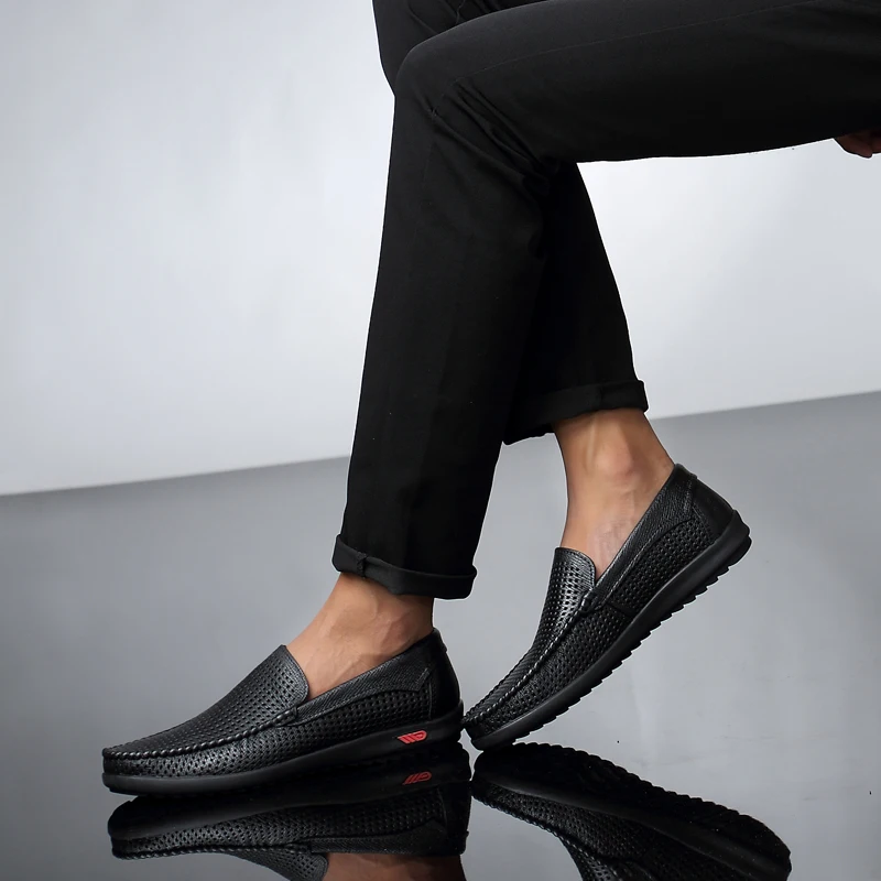 

2020 Comfortable genuine Leather Casual Men Shoes spring autumn Soft Men Loafers Breathable Men Flats Shoe Moccasins big size 47