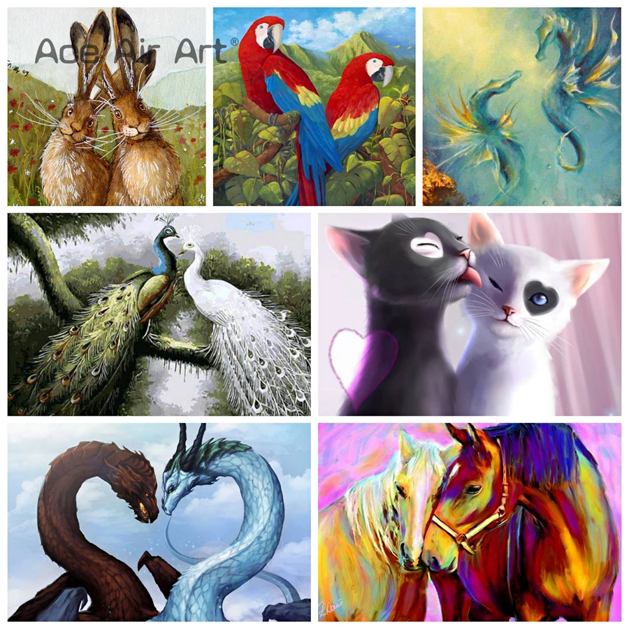 

5D DIY Love Between Animals Diamond Painting Full Round/Square Drills Wall Decor Embroidery Mosaic Art Decoration for Home