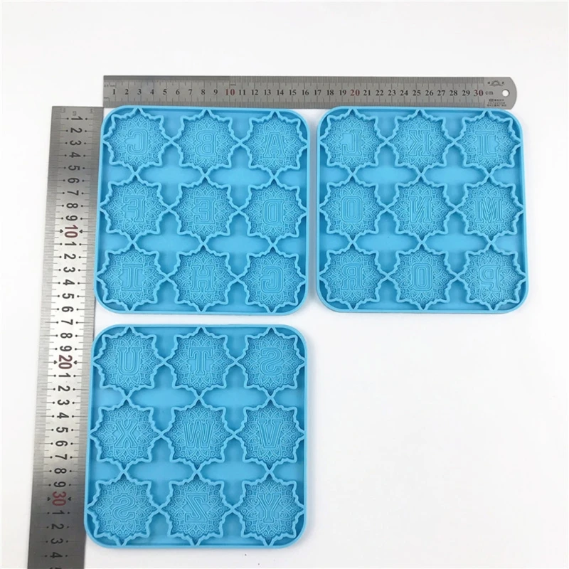 

3 Pcs Alphabet Mandala Phone Sticker Decorations Epoxy Resin Mold Keychain Badge Silicone Mould DIY Crafts Jewelry Pendant