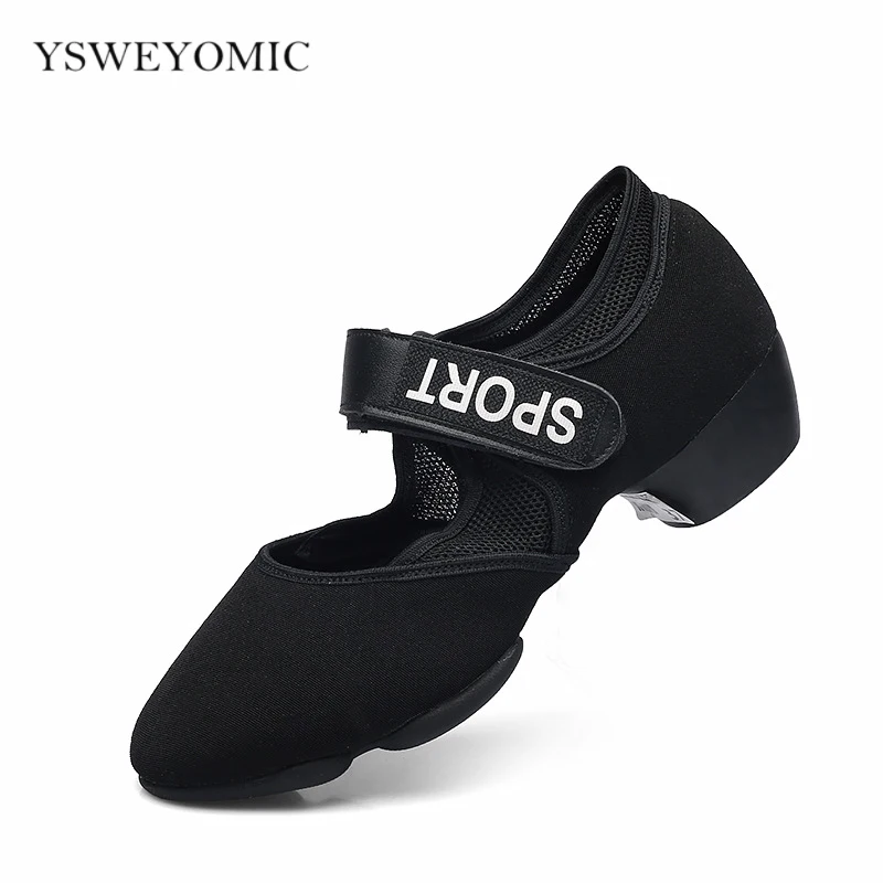 New Sneakers Latin Salsa Dance Shoes Women meduim heel Sport Rubber Outsole in Split Dance Shoes For Girls