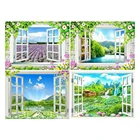 LZAIQIZG алмазов картина весенний пейзаж окна алмазной вышивкой Озеро камни в форме ромбакруглые стразы вышивка крестиком декор с изображением природы