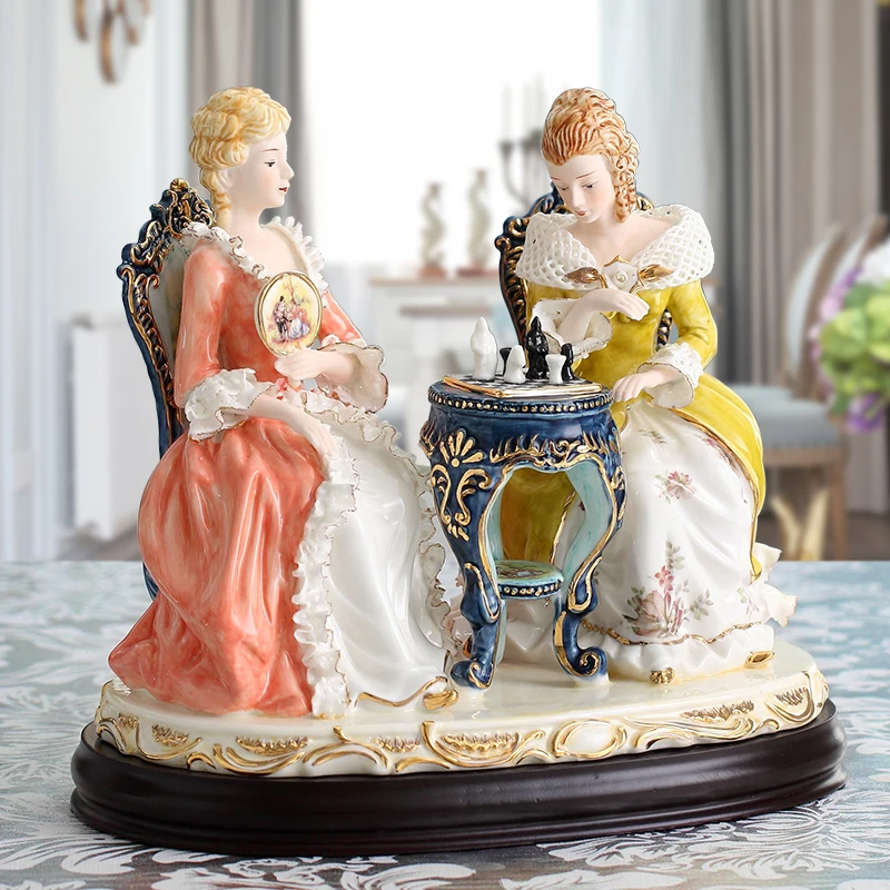 

EUROPE CERAMIC GIRLS LADY STATUE HOME DECORATION ACCESSORIES CRAFT ROOM DECORATION VINTAGE GIRL ORNAMENT PORCELAIN FIGURINE GIFT