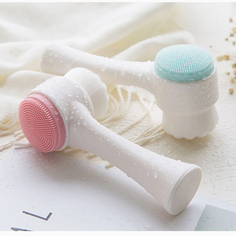 Двухсторонняя силиконовая щётка для очищения лица инструмент ухода за кожей