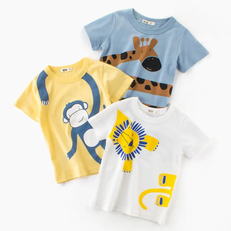 Camisetas de manga corta con estampado 3D de animales para niños, ropa para bebés, monos, 2 a 9 años, verano, 2021