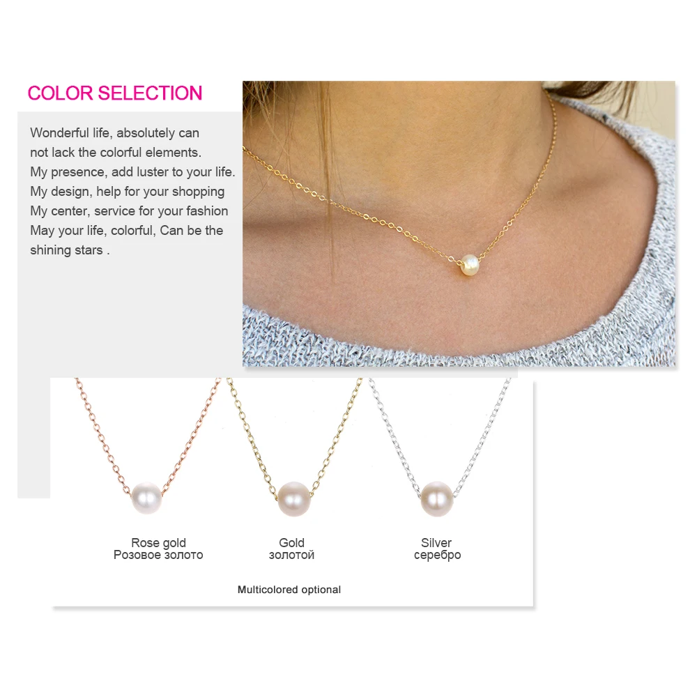CC Stainless Steel Necklace For Women Simple Chain Imitation Pearl Pendant Classic Choker Gold Color Jewerly | Украшения и