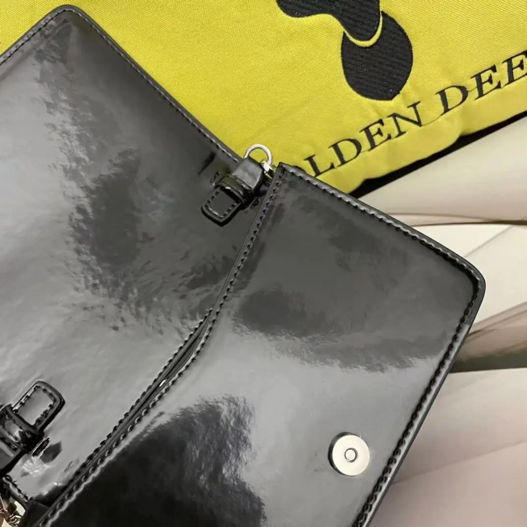 Pаспродажа Эмалированная Металлическая магнитная пряжка, блестящая кожа, Женская Съемная сумка на плечо с цепочкой, женские маленькие сумки-мессендже...