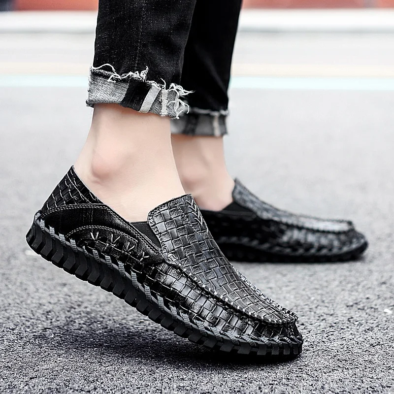 Кроссовки мужские кожаные дышащие удобные сникерсы на платформе плоская подошва