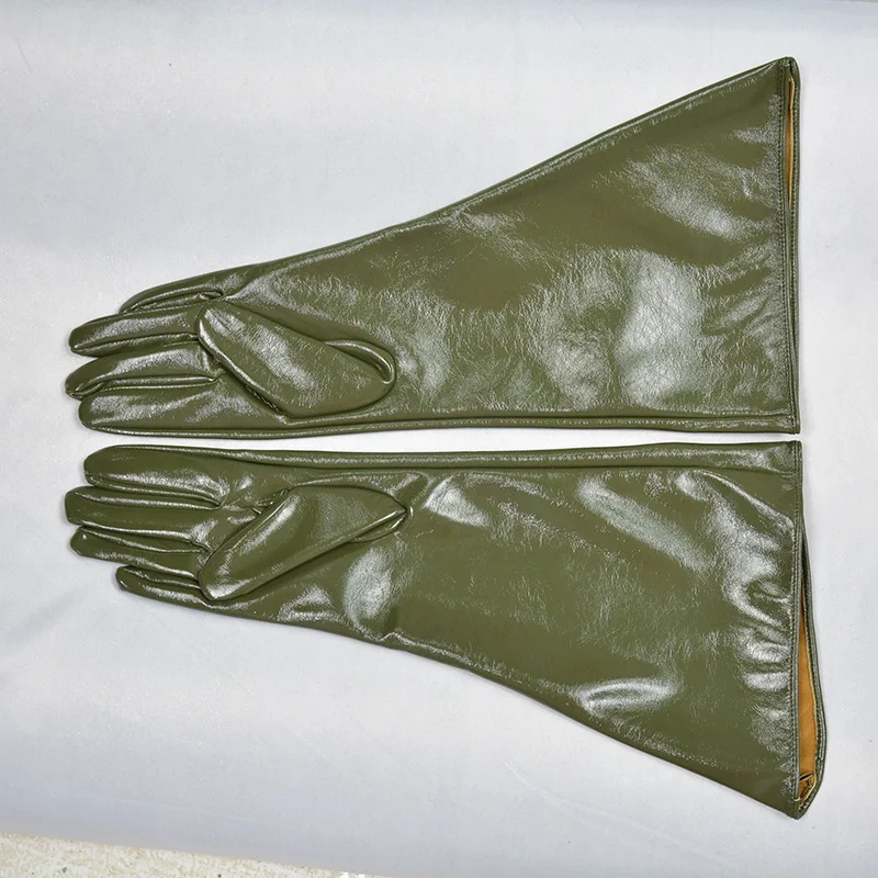 

[EAM] Women Black Lantern Sleee Temperament Gloves New Pu Leather Personality Fashion All-match 2019 Autumn Winter 1DC968