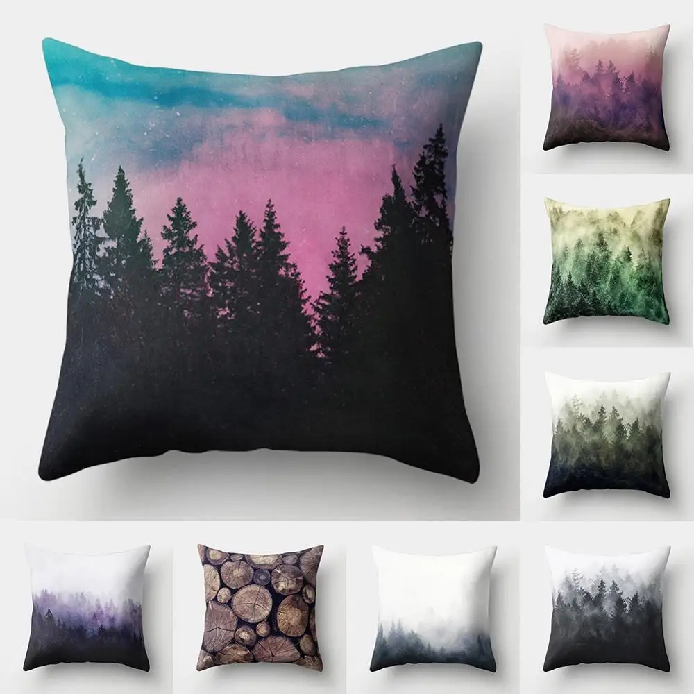 

18" Simple Fashion Pillow Case Cafe Sofa Cushion Cover Home Decor Tree Pillow Case Home Decoration Cushion Cover