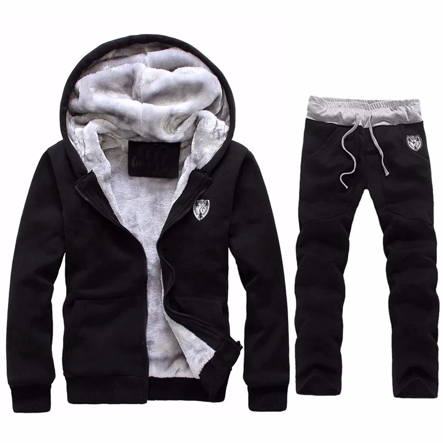 Мужской спортивный костюм Зимняя Теплая Флисовая Спортивная толстовка с