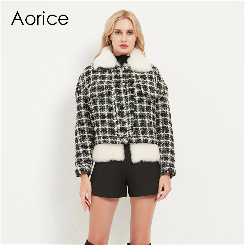 

Aorice Women Real Sheep Fur Coat Jacket 2020 Ins Hot Lady Female Girl Winter Wool Fur Liner Coats Parka CT045