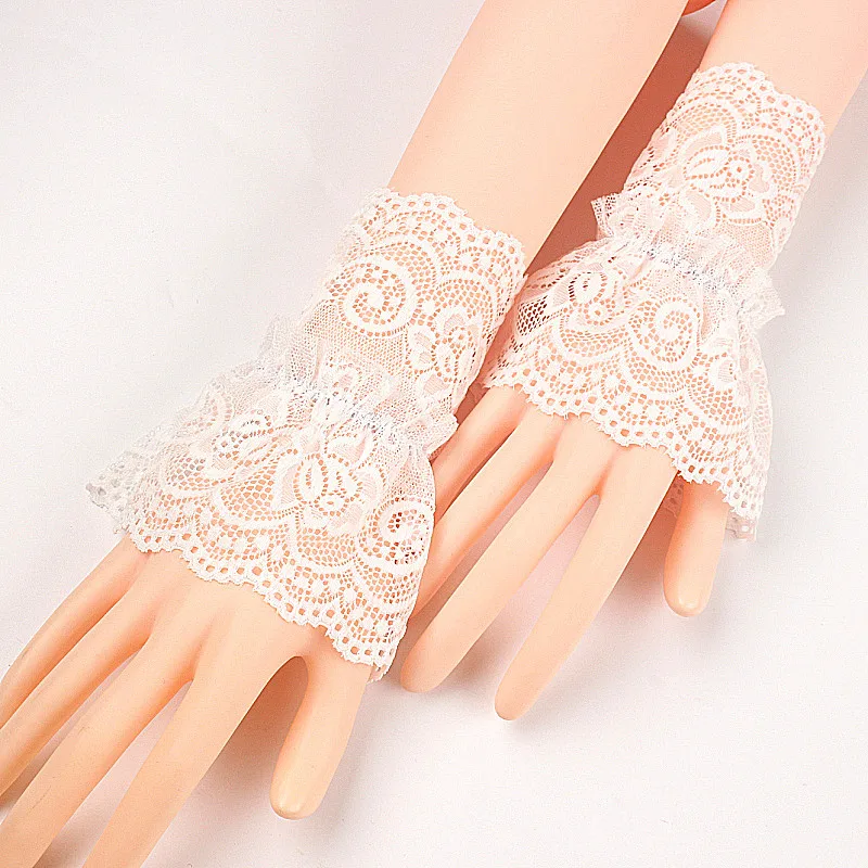 

Fashion Lace Fake Sleeve Elbow Sleeve Cuff Gothic Black Wrist Cuffs Female Arm Cover Gloves Thin Sunscreen Fingerless Gloves