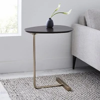 simple modern side table iron art sofa corner table lazy bedside reading oval coffee table tea solid wood counter top