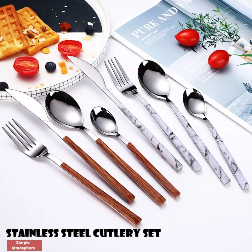 Деревянная ручка клипса из нержавеющей стали стейк нож для западной еды вилка