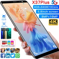 global version x37 plus 5 8inch smart phone 5g 8g128g 8mp16mp 10core 4800mah finger face id android10 0