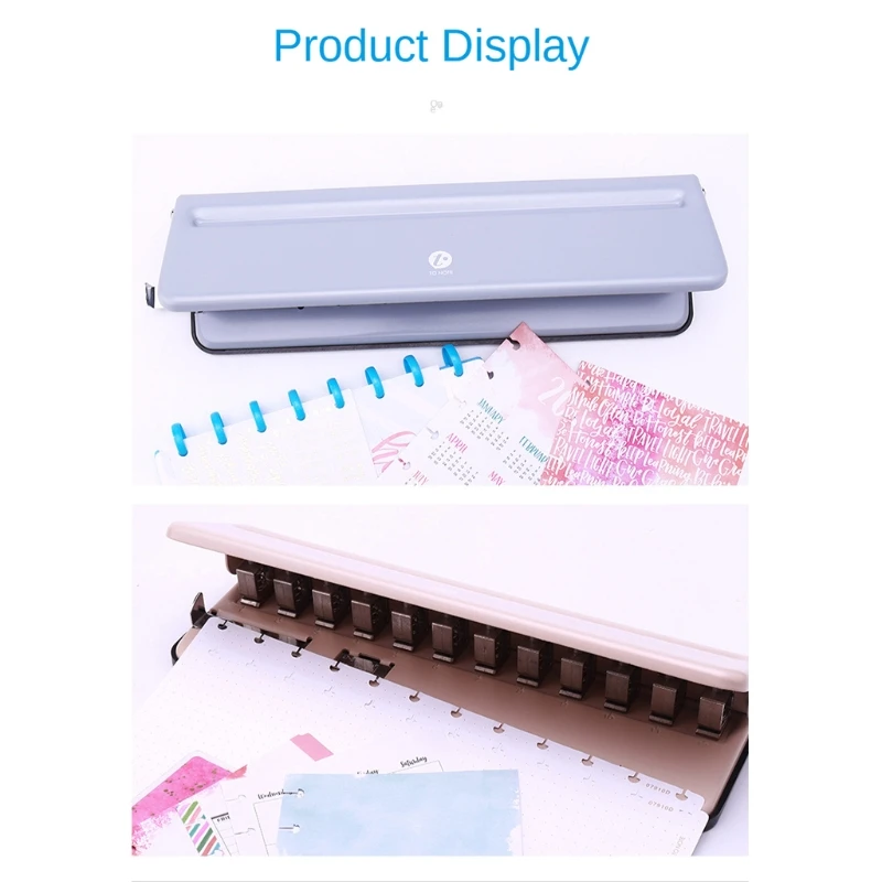 Multifunctional 12 Hole Punch Mushroom Puncher 6 Sheet Capacity with Positioning Ruler Chip Tray for Office School | Канцтовары для