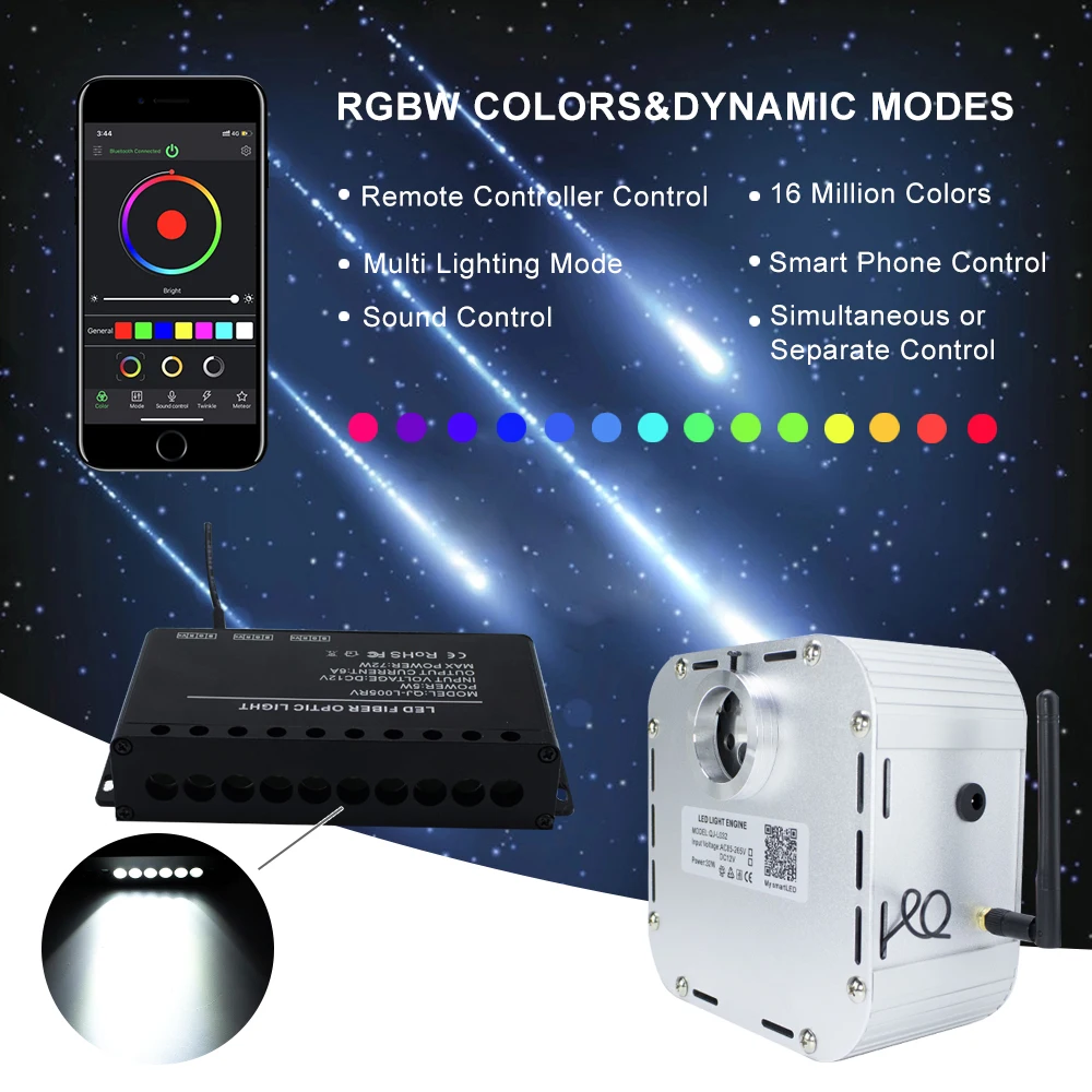RGB мерцающий потолочный светильник с Bluetooth app метеоритный волоконно-оптический