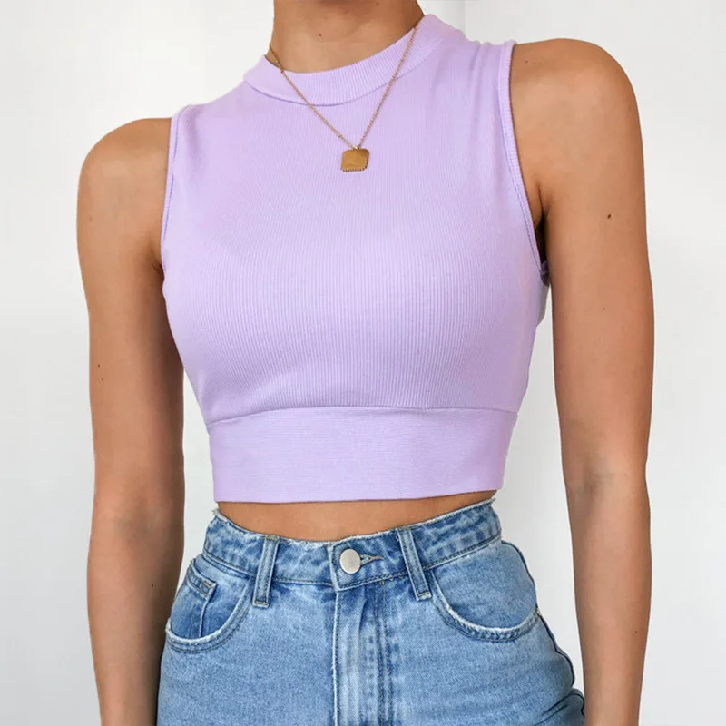 

Women Sexy Bodycon Blouse Summer Women Sleeveless O-Neck Crop Top Modis Sheath Blouse Fashion Solid Tops off Shoulder Top