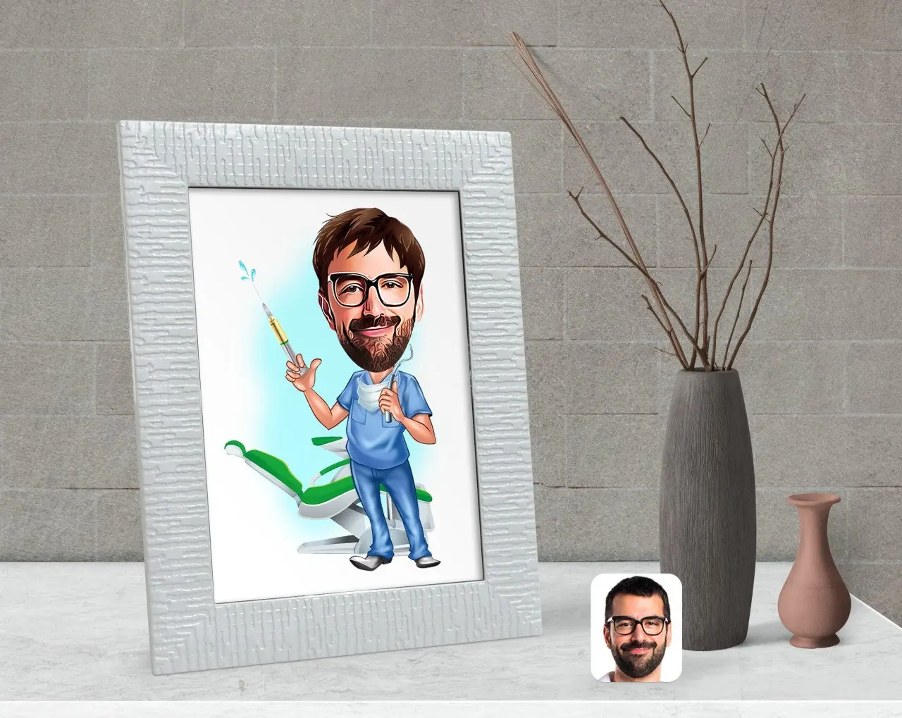 

Personalized Men 'S Dentist Caricature Of Decorative Çerçeve-4