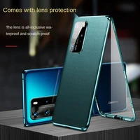 upgrade magnetic case for huawei p40 pro 5g leather tempered glass metal bumper full cover for mate 30 pro p40 cases lens film