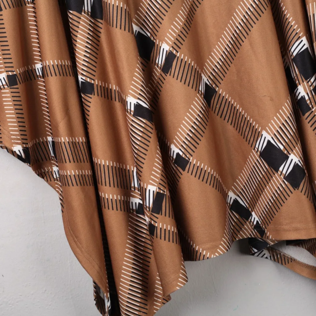 

Winter Women Loose Coat Oversized Cardigan Cashmere-Like Striped Plaid Poncho Cape Shawl Cloak chaquetas vaqueras mujer 9.18