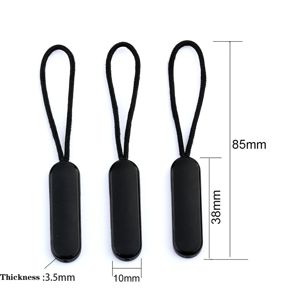 10 шт/50 шт/100 шт Высокое качество черный шнурок для застежки-молнии веревка тяги на