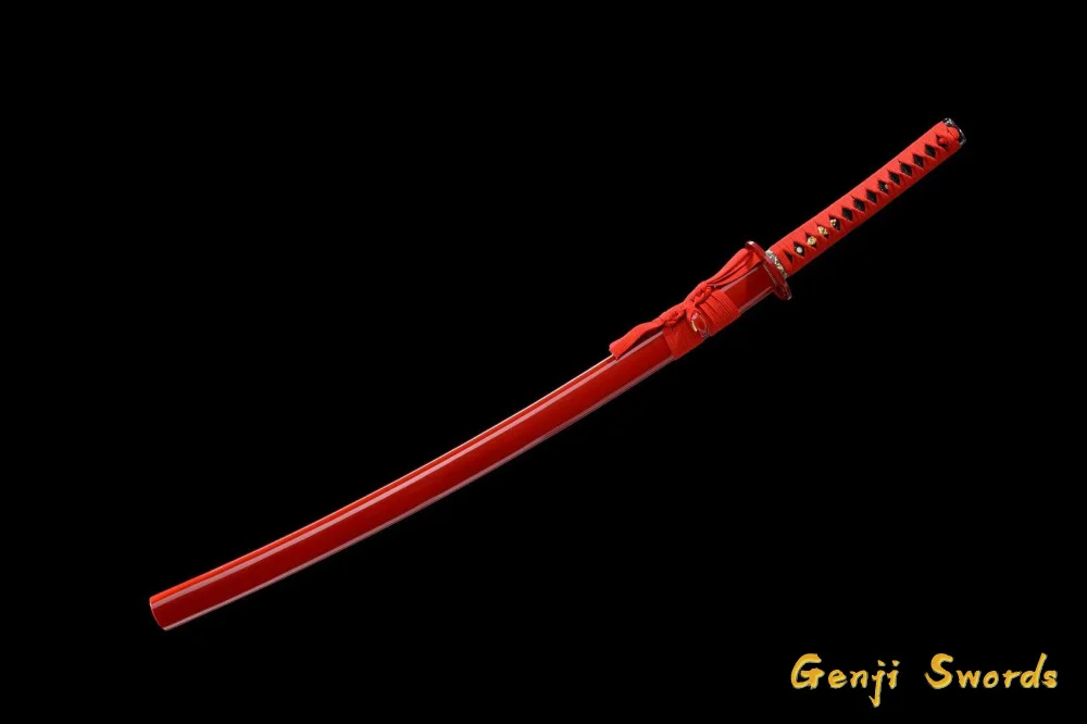 Handmade Full Tang Japanese Red Kill Bill Katana 1045 Carbon Steel Samurai Sword Sharpened Edge