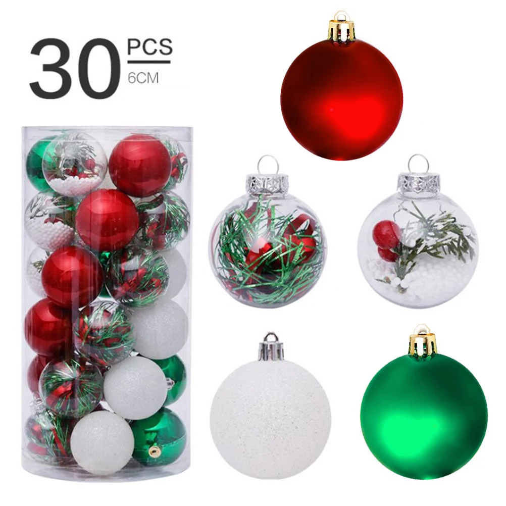 

30Pcs 6cm Christmas Balls Ornaments For Xmas Tree Shatterproof Christmas Tree Hanging Balls