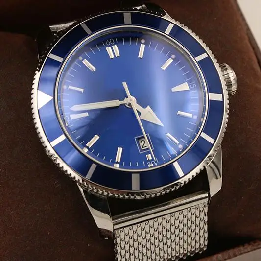 

Brand New SuperOcean Heritage Black Blue Dial Automatic Mechanical Mens Watch Ceramic Bezel Stainless Steel Bracelet Watches