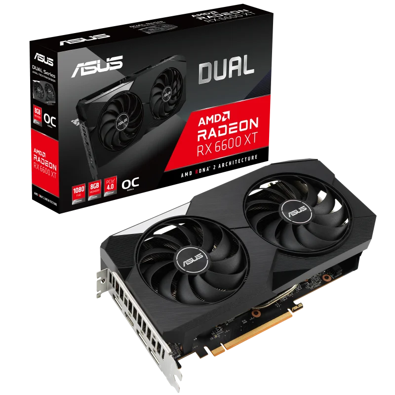  Видеокарта ASUS AMD Radeon DUAL RX 6600 XT O8GB GDDR6 графическая карта 128 бит 7 нм