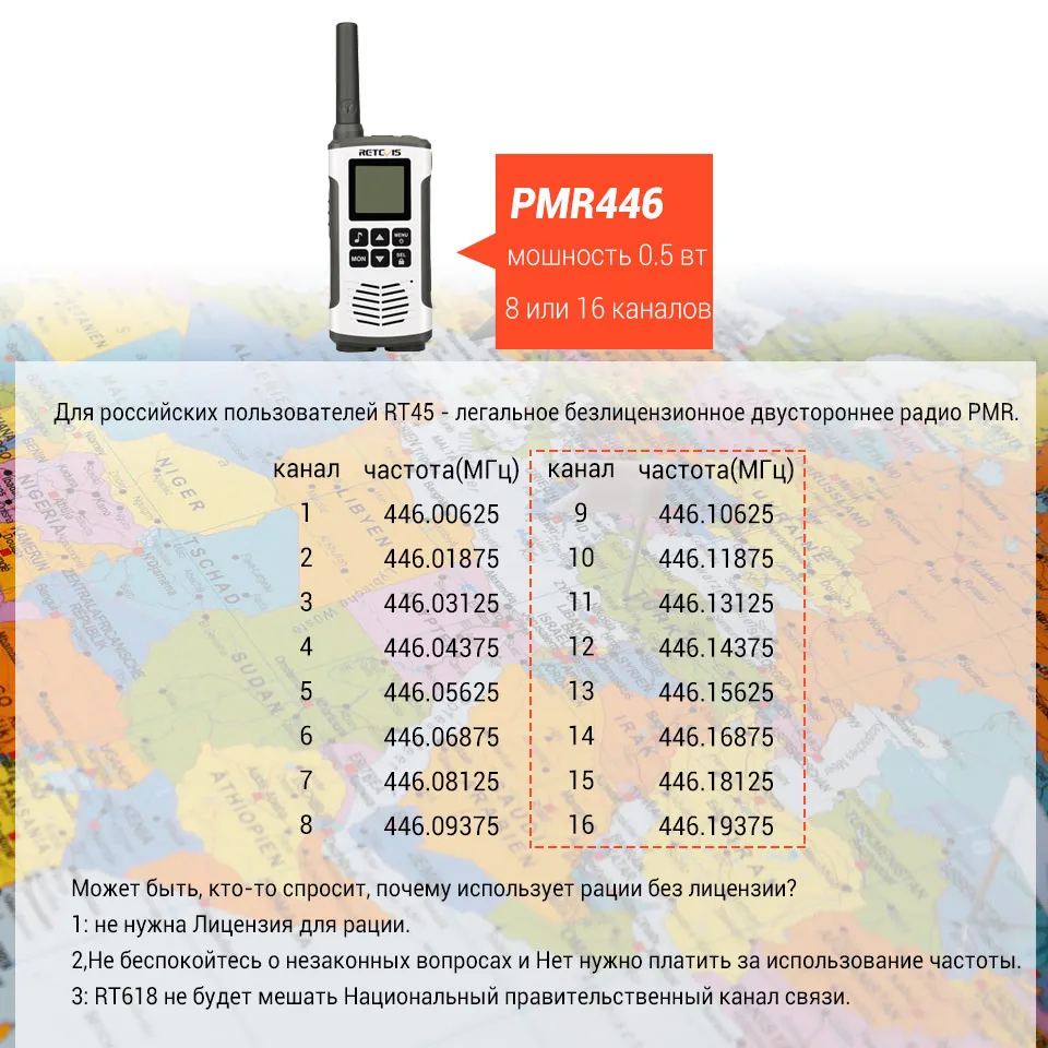 Retevis RT45 PMR радио мини PMR рация 2 шт 0,5 Вт PMR446 PMR 446 FRS двухсторонняя радио Кемпинг/Туризм/путешествия рация